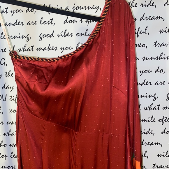 FARM RIO X ANTHROPOLOGIE ONE-SHOULDER PRINTED SATIN JUMPSUIT - Picture 6 of 14